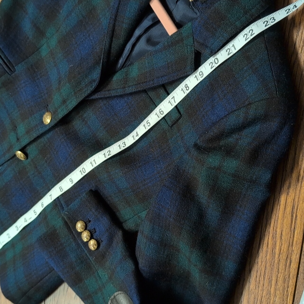 J. Crew Vintage Schoolboy Blackwatch Plaid Tartan 100% Wool Blazer Jacket - Picture 9 of 10